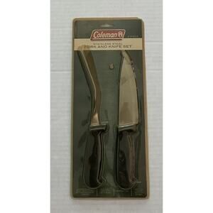 Coleman Stainless Steel Camping Outdoor Carving Fork and Chefs Knife NIP